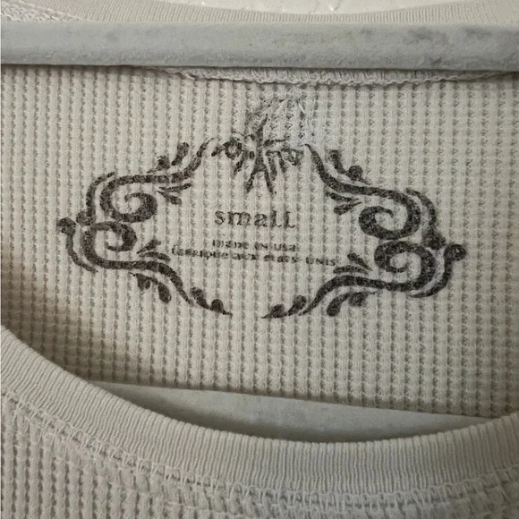 Prana VTG Y2K Cream Long Sleeve Waffle Thermal Tee Ladies Small - Picture 3 of 9